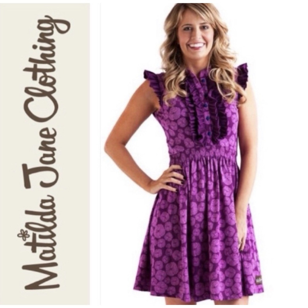 Matilda Jane Women's Size XL Purple Wonderful Parade Magnolia Dress Floral
